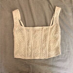 American Eagle Outfitters Cream Lace Top